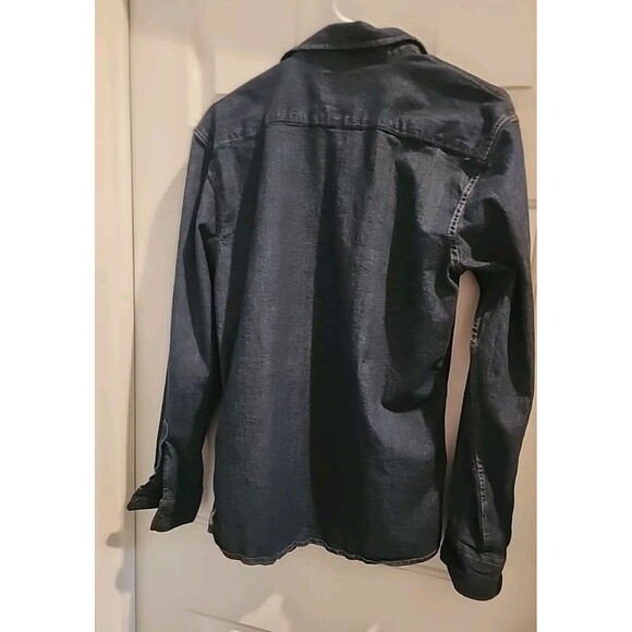 Wrangler Denim  Long Sleeve Button Up Shirt Mens Indigo Size M Pearl Snap Wester - Picture 3 of 10